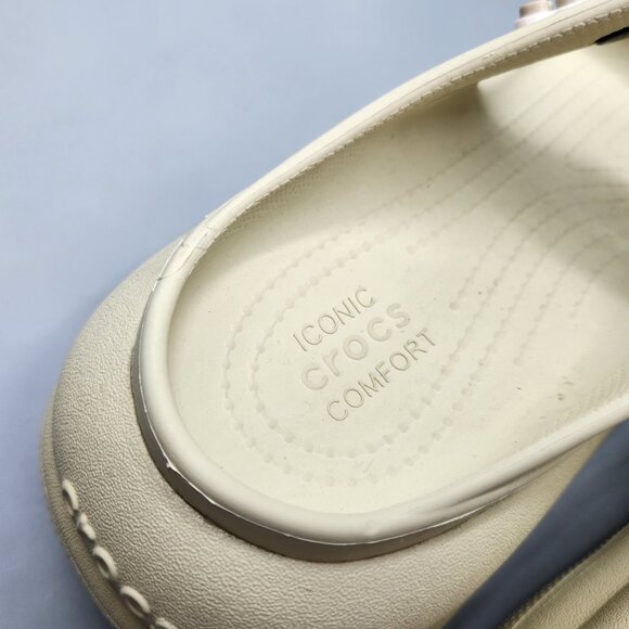 Crocs Classic Crush Platform Sandal Cream Unisex Mens 8 Womens 10 - Picture 4 of 11